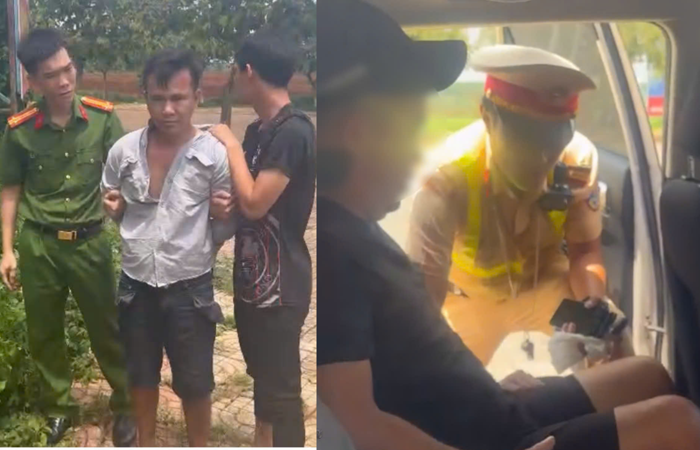 Công an chặn xe ô tô, bắt Cường “beo”